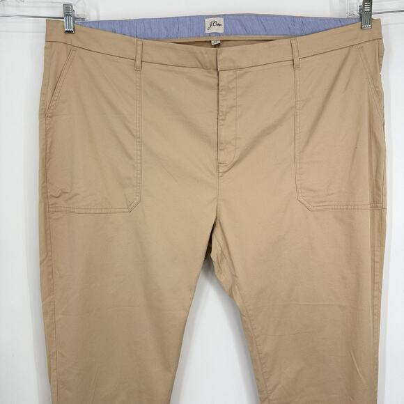 J Crew Women Plus Boyfriend Chino Pants Size 4X Patch Pocket Slim Khaki Tan NEW - Picture 3 of 13